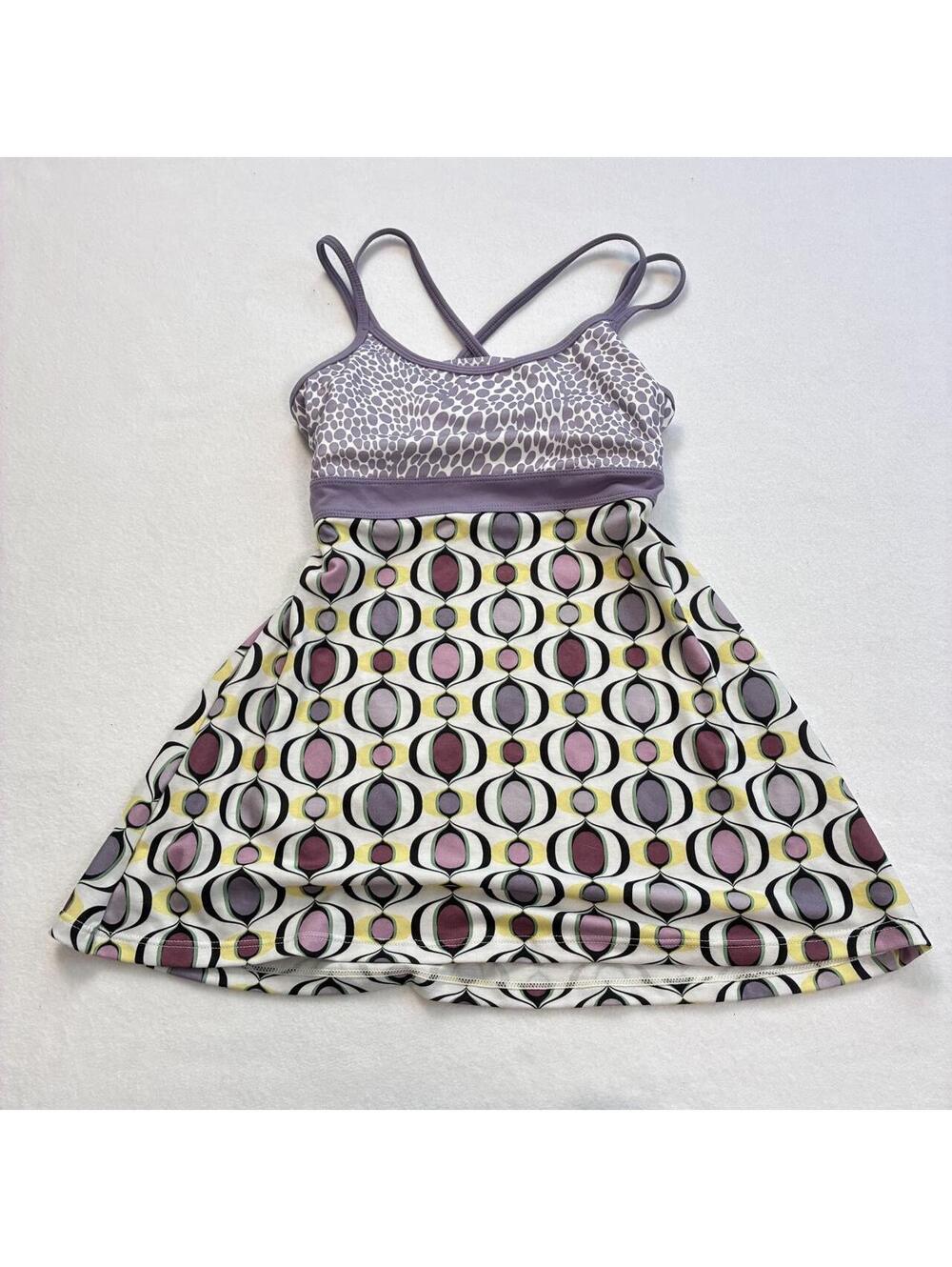 Y2K Prana Medium patterned babydoll athletic tank top colorful pattern purple
